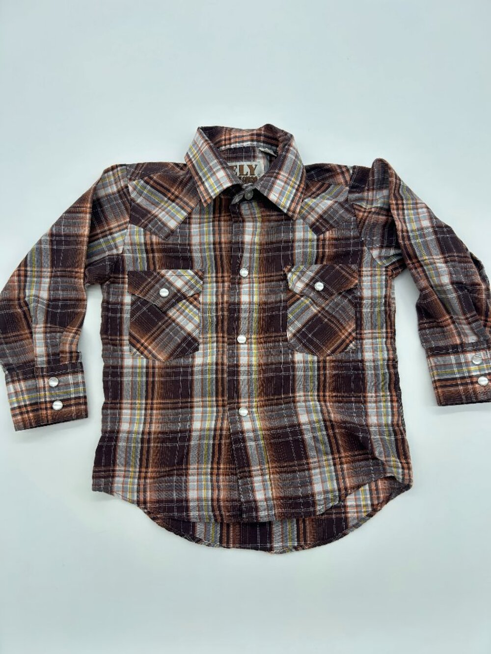 Ely Cattleman Youth/Toddler Long Sleeve Plaid Pearl Snap Western Shirt Size 3